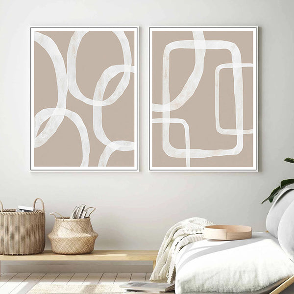 Posters & Prints Wall Art 70Cmx100cm Abstract White Lines 2 Sets Frame Canvas