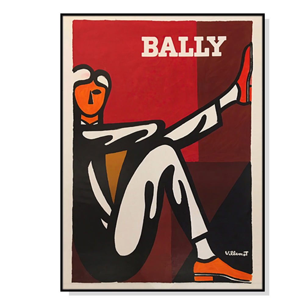 Posters & Prints Wall Art 60Cmx90cm Bally Man By Villemot Black Frame Canvas