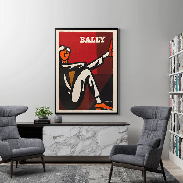 Posters & Prints Wall Art 60Cmx90cm Bally Man By Villemot Black Frame Canvas