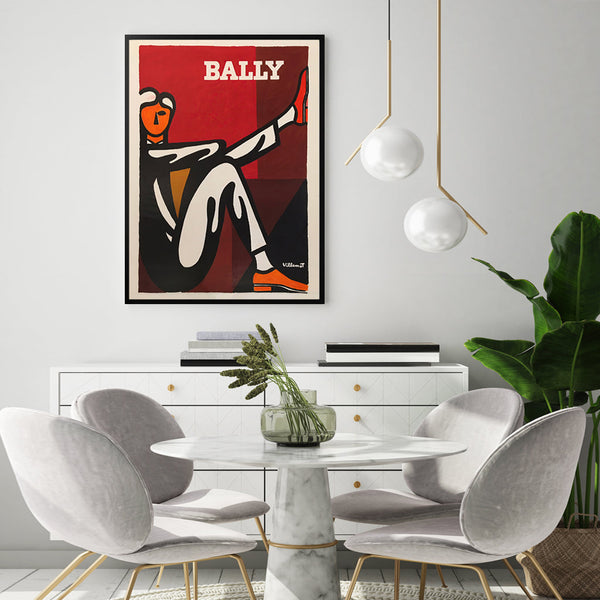 Posters & Prints Wall Art 60Cmx90cm Bally Man By Villemot Black Frame Canvas