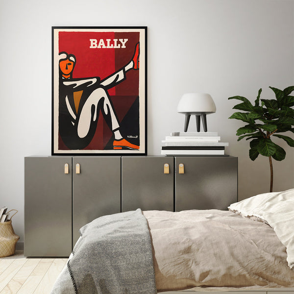 Posters & Prints Wall Art 60Cmx90cm Bally Man By Villemot Black Frame Canvas