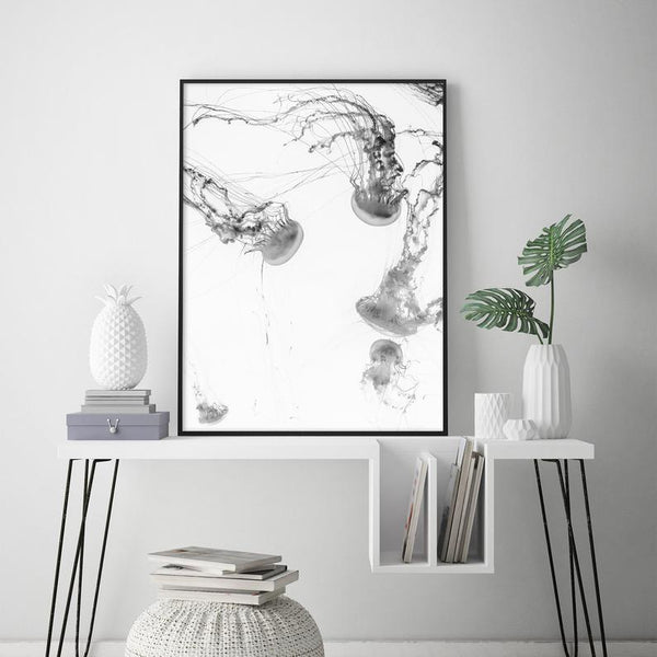 Posters & Prints Wall Art 60Cmx90cm Jellyfish Black Frame Canvas