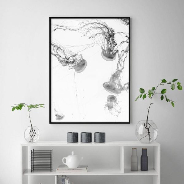 Posters & Prints Wall Art 60Cmx90cm Jellyfish Black Frame Canvas