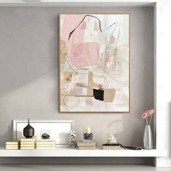 Posters & Prints Wall Art 60Cmx90cm Abstract Pink Gold Frame Canvas