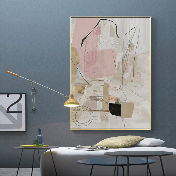 Posters & Prints Wall Art 60Cmx90cm Abstract Pink Gold Frame Canvas