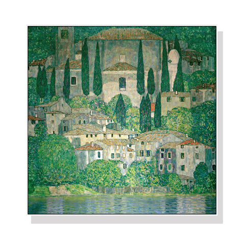 Posters & Prints Wall Art 60Cmx60cm Kirche In Cassone By Gustav Klimt White Frame Canvas