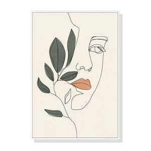 Wall Art 70Cmx100cm Line Girl Face White Frame Canvas