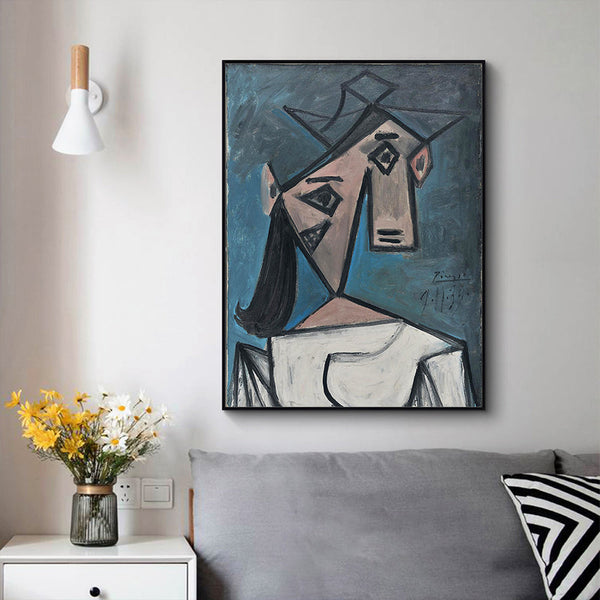 Posters & Prints Wall Art 60Cmx90cm Head Of Woman By Pablo Picasso Black Frame Canvas