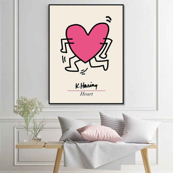 Posters & Prints Wall Art 70Cmx100cm Keith Haring Love Pop Black Frame Canvas