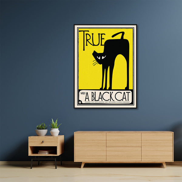 Posters & Prints Wall Art 60Cmx90cm Black Cat Frame Canvas