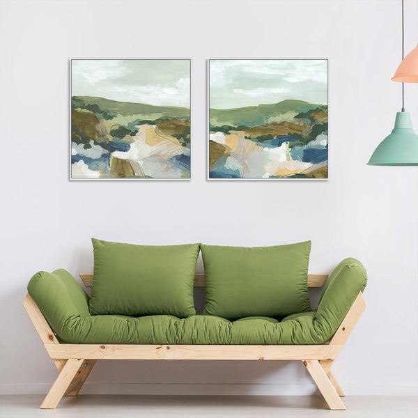 Posters & Prints Wall Art 70Cmx70cm Abstract Landscape 2 Sets White Frame Canvas