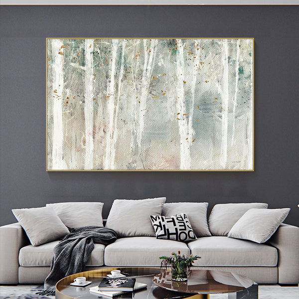 Posters & Prints Wall Art 60Cmx90cm Forest Hang Painting Style Gold Frame Canvas