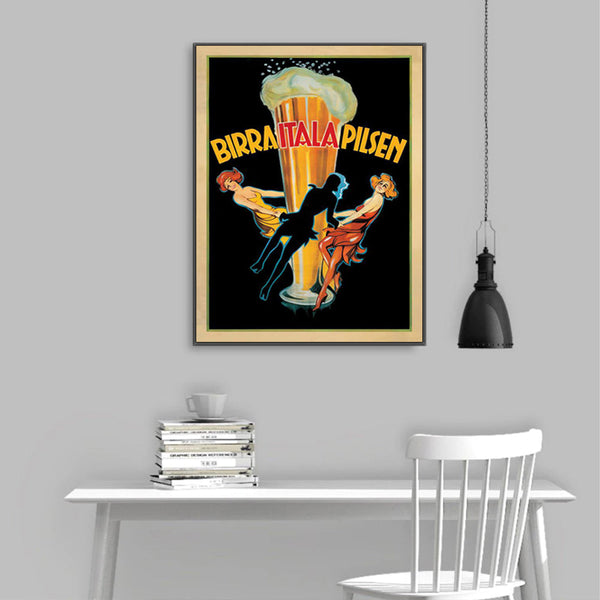 Posters & Prints Wall Art 70Cmx100cm Birra Itala Pilsen Black Frame Canvas