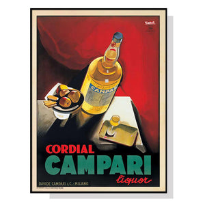 Posters & Prints Wall Art 60Cmx90cm Cordial Campari Liquor Black Frame Canvas