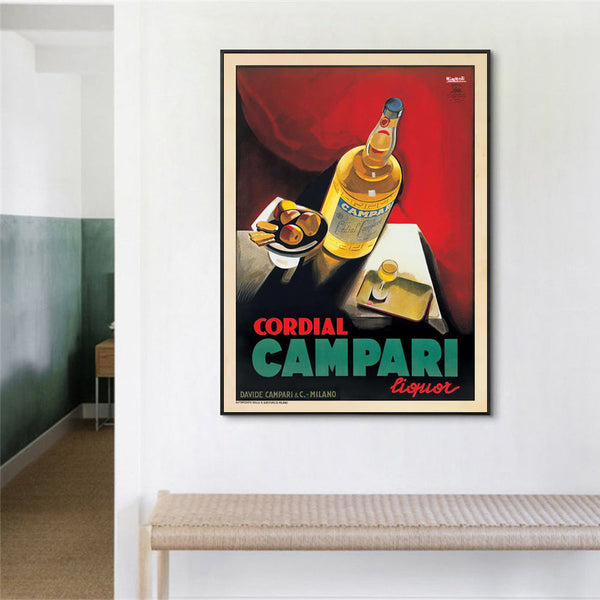 Posters & Prints Wall Art 70Cmx100cm Cordial Campari Liquor Black Frame Canvas