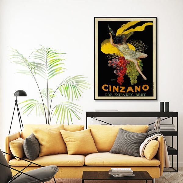 Posters & Prints Wall Art 60Cmx90cm Cinzano Black Frame Canvas