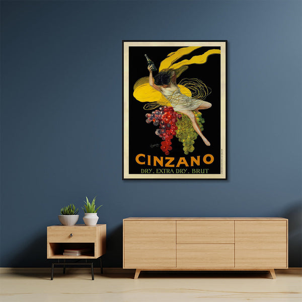 Wall Art 80Cmx120cm Cinzano Black Frame Canvas