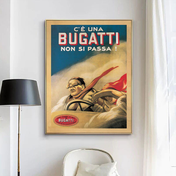 Posters & Prints Wall Art 60Cmx90cm Bugatti Gold Frame Canvas