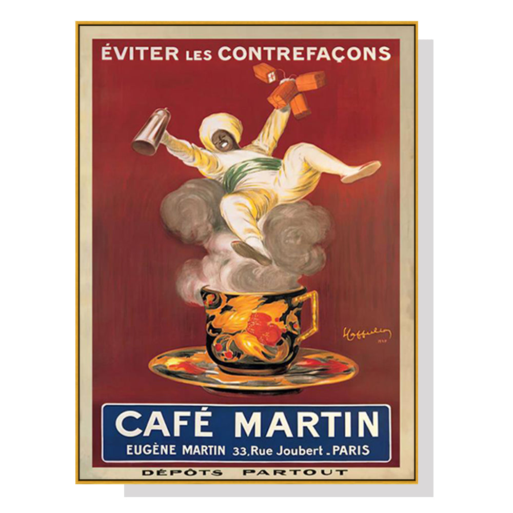 Posters & Prints Wall Art 60Cmx90cm Cafe Martin Gold Frame Canvas