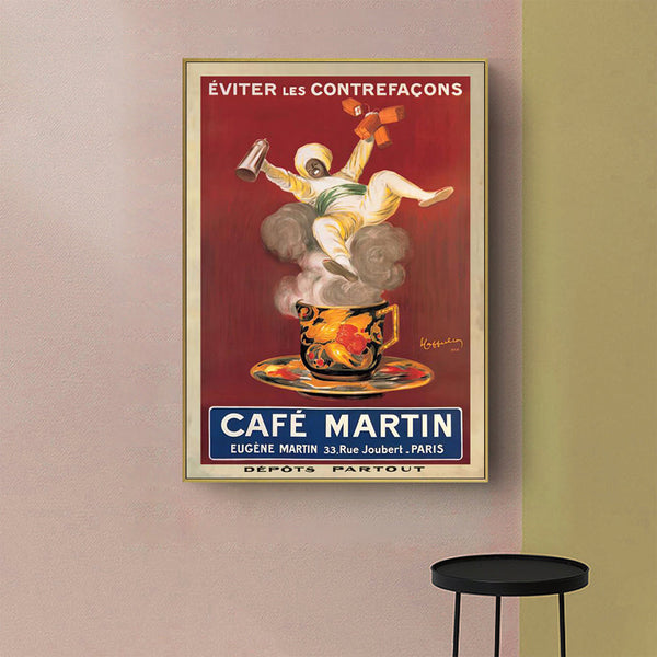 Posters & Prints Wall Art 60Cmx90cm Cafe Martin Gold Frame Canvas