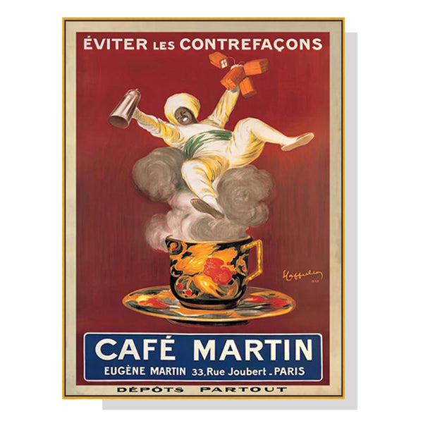 Posters & Prints Wall Art 70Cmx100cm Cafe Martin Gold Frame Canvas