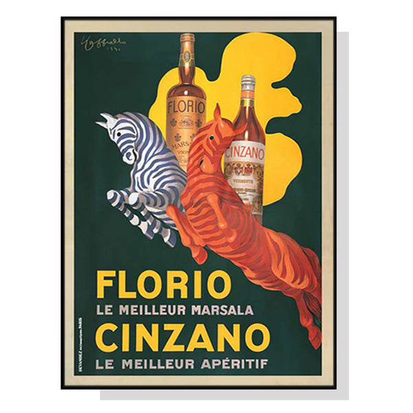 Wall Art 60Cmx90cm Florio Cinzano Black Frame Canvas