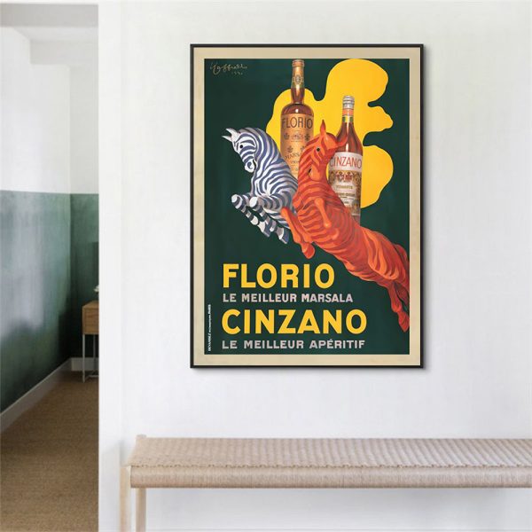 Posters & Prints Wall Art 70Cmx100cm Florio Cinzano Black Frame Canvas