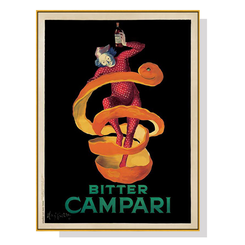 Posters & Prints Wall Art 60Cmx90cm Bitter Campari Gold Frame Canvas