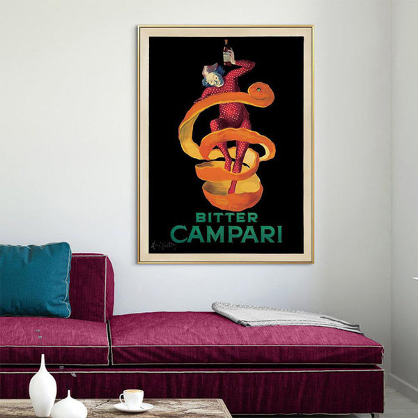 Posters & Prints Wall Art 60Cmx90cm Bitter Campari Gold Frame Canvas