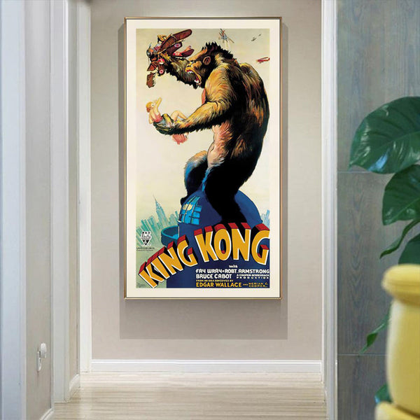 Posters & Prints Wall Art 60Cmx120cm King Kong 1933 Gold Frame Canvas