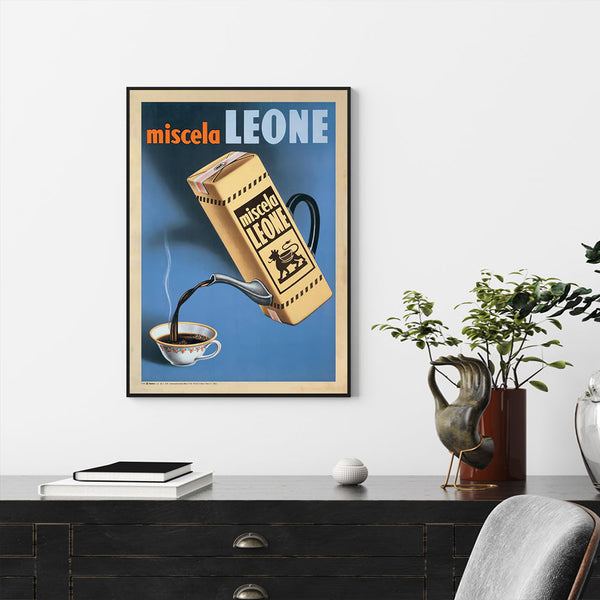 Posters & Prints Wall Art 60Cmx90cm Miscela Leone, 1950 Black Frame Canvas