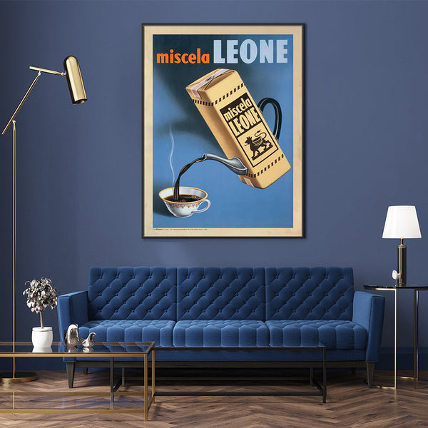 Posters & Prints Wall Art 60Cmx90cm Miscela Leone, 1950 Black Frame Canvas