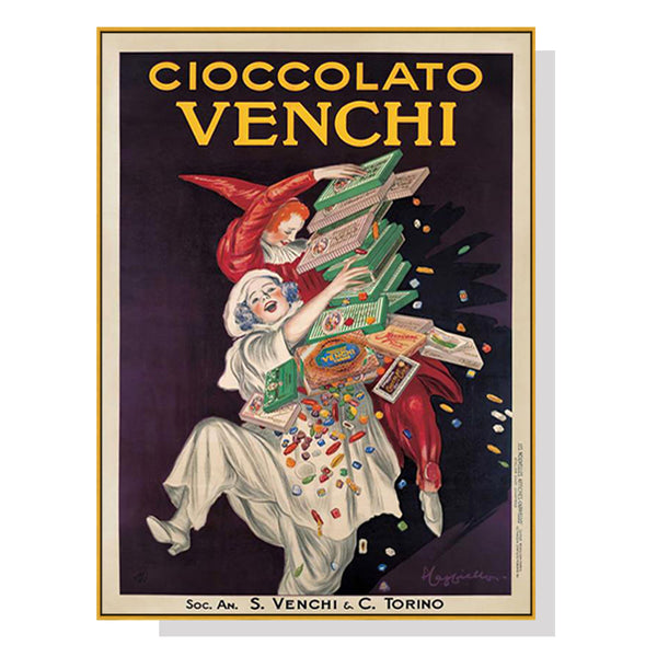 Posters & Prints Wall Art 60Cmx90cm Cioccolato Venchi Vintage Gold Frame Canvas