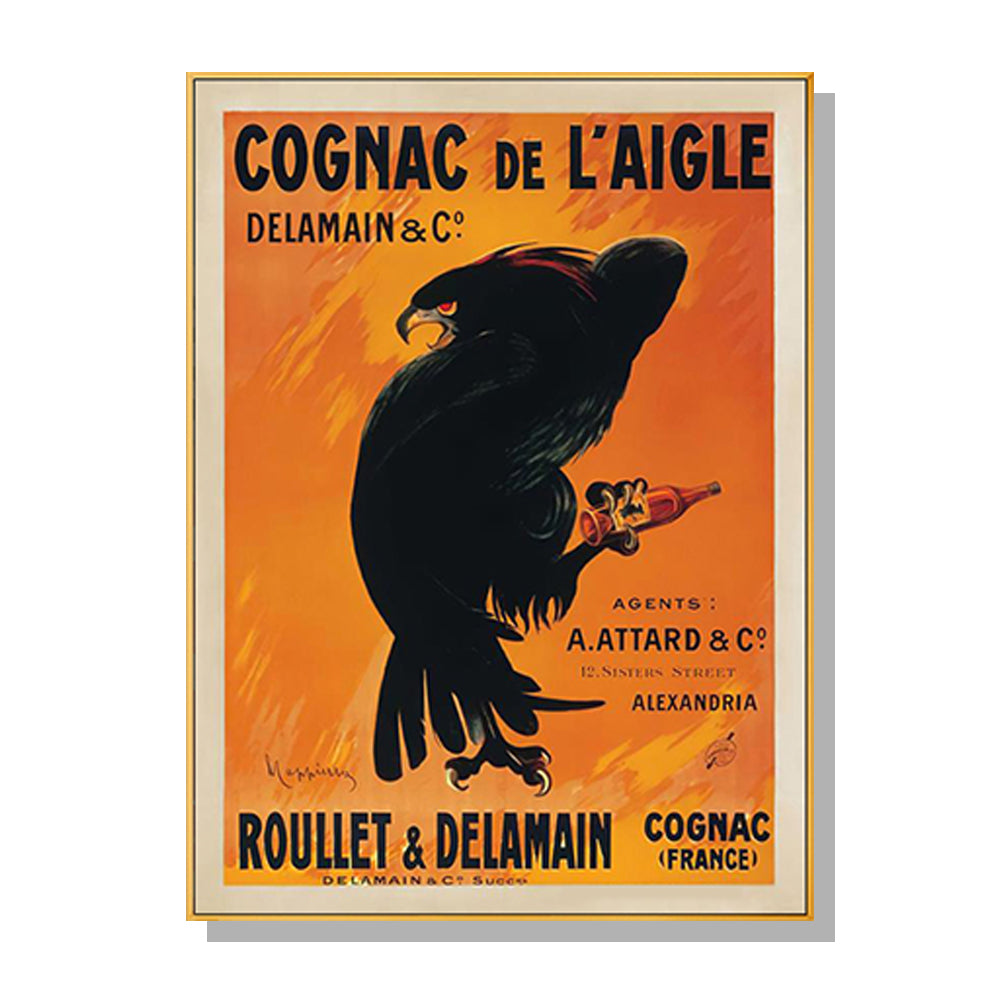 Posters & Prints Wall Art 60Cmx90cm Cognac De L'aigle Gold Frame Canvas