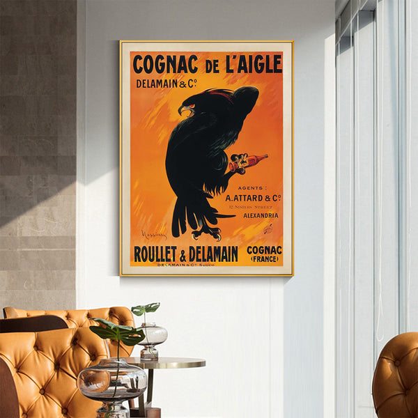 Posters & Prints Wall Art 60Cmx90cm Cognac De L'aigle Gold Frame Canvas