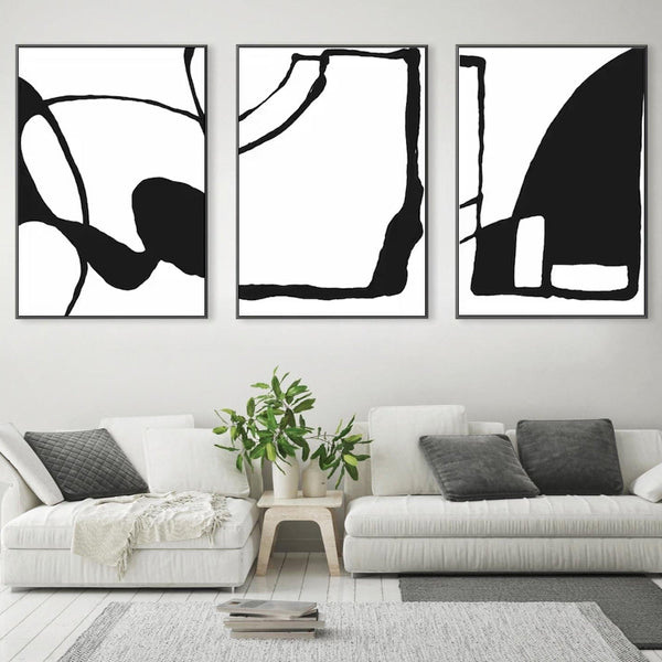 Posters & Prints Wall Art 60Cmx90cm Black And White 3 Sets Frame Canvas