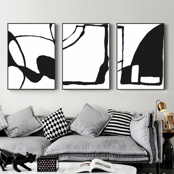 Posters & Prints Wall Art 60Cmx90cm Black And White 3 Sets Frame Canvas