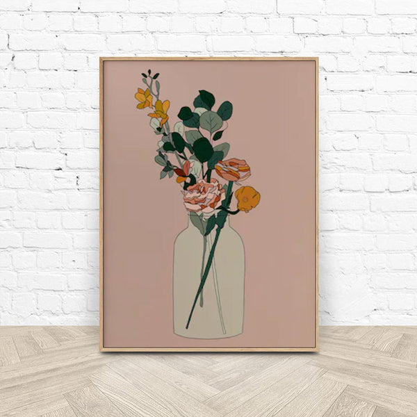 Posters & Prints Wall Art 40Cmx60cm Boho Floral Wood Frame Canvas