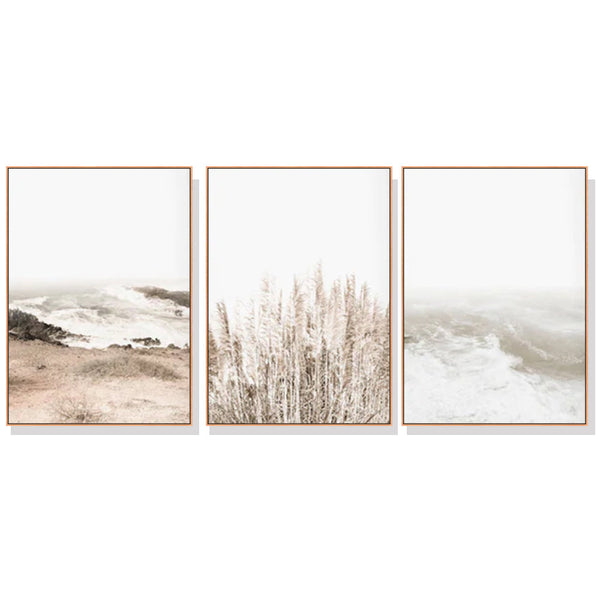 Posters & Prints Wall Art 80Cmx120cm Coastal Beach 3 Sets Wood Frame Canvas