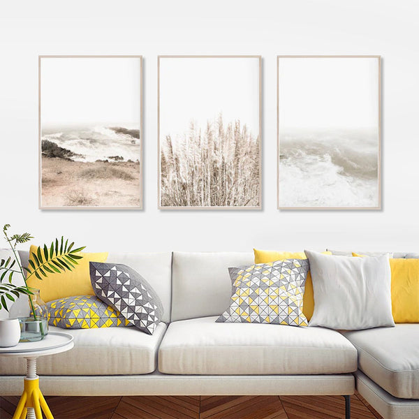 Wall Art 80Cmx120cm Coastal Beach 3 Sets Wood Frame Canvas