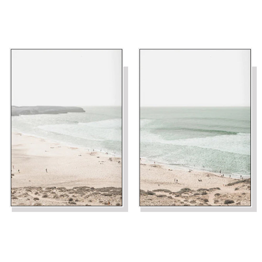 Posters & Prints Wall Art 40Cmx60cm Coastal Prints 2 Sets White Frame Canvas