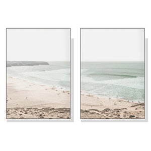 Wall Art 70Cmx100cm Coastal Prints 2 Sets White Frame Canvas