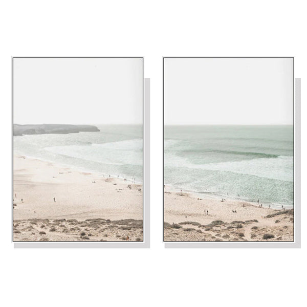 Wall Art 70Cmx100cm Coastal Prints 2 Sets White Frame Canvas