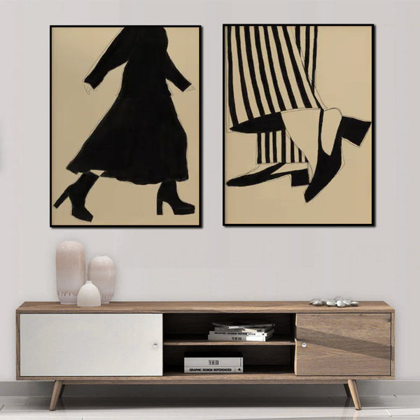 Posters & Prints Wall Art 80Cmx120cm Fashion Illustration Sets Black Frame Canvas