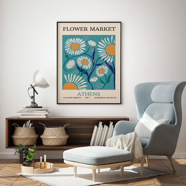 Posters & Prints Wall Art 40Cmx60cm Flower Market Athens Black Frame Canvas