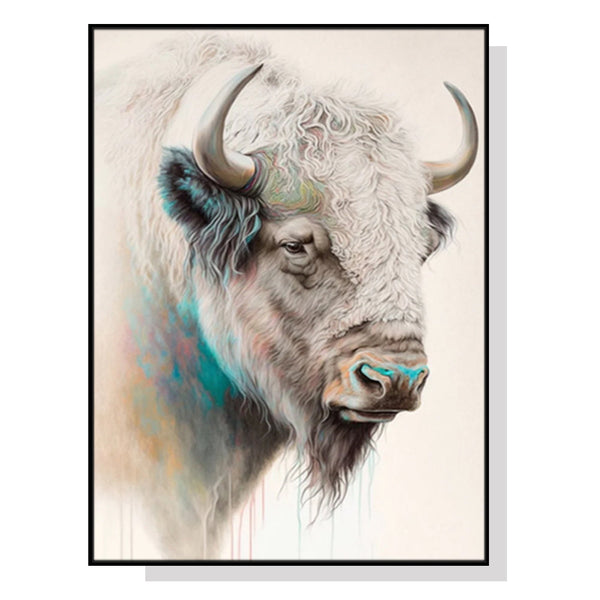 Posters & Prints Wall Art 50Cmx70cm Great White Buffalo Black Frame Canvas