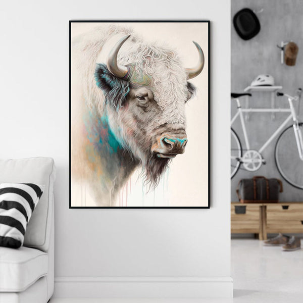 Posters & Prints Wall Art 50Cmx70cm Great White Buffalo Black Frame Canvas