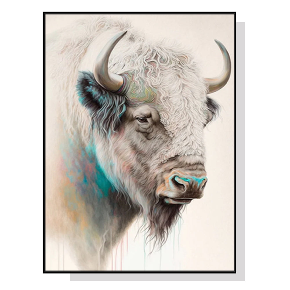 Posters & Prints Wall Art 60Cmx90cm Great White Buffalo Black Frame Canvas