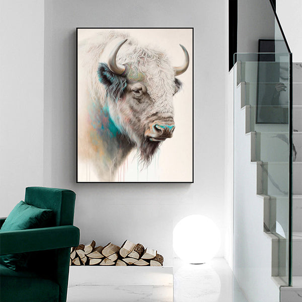 Posters & Prints Wall Art 60Cmx90cm Great White Buffalo Black Frame Canvas