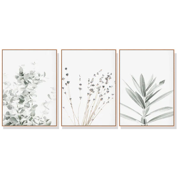 Posters & Prints Wall Art 70Cmx100cm Lavender Eucalyptus 3 Sets Wood Frame Canvas